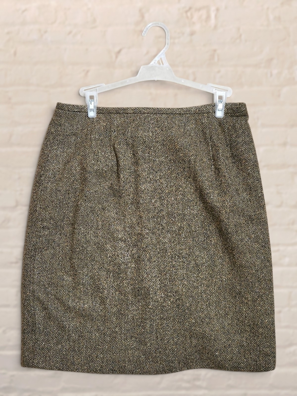 Talbots Wool Silk Blend Herringbone Tweed Pencil Skirt 12 Italian Fabric